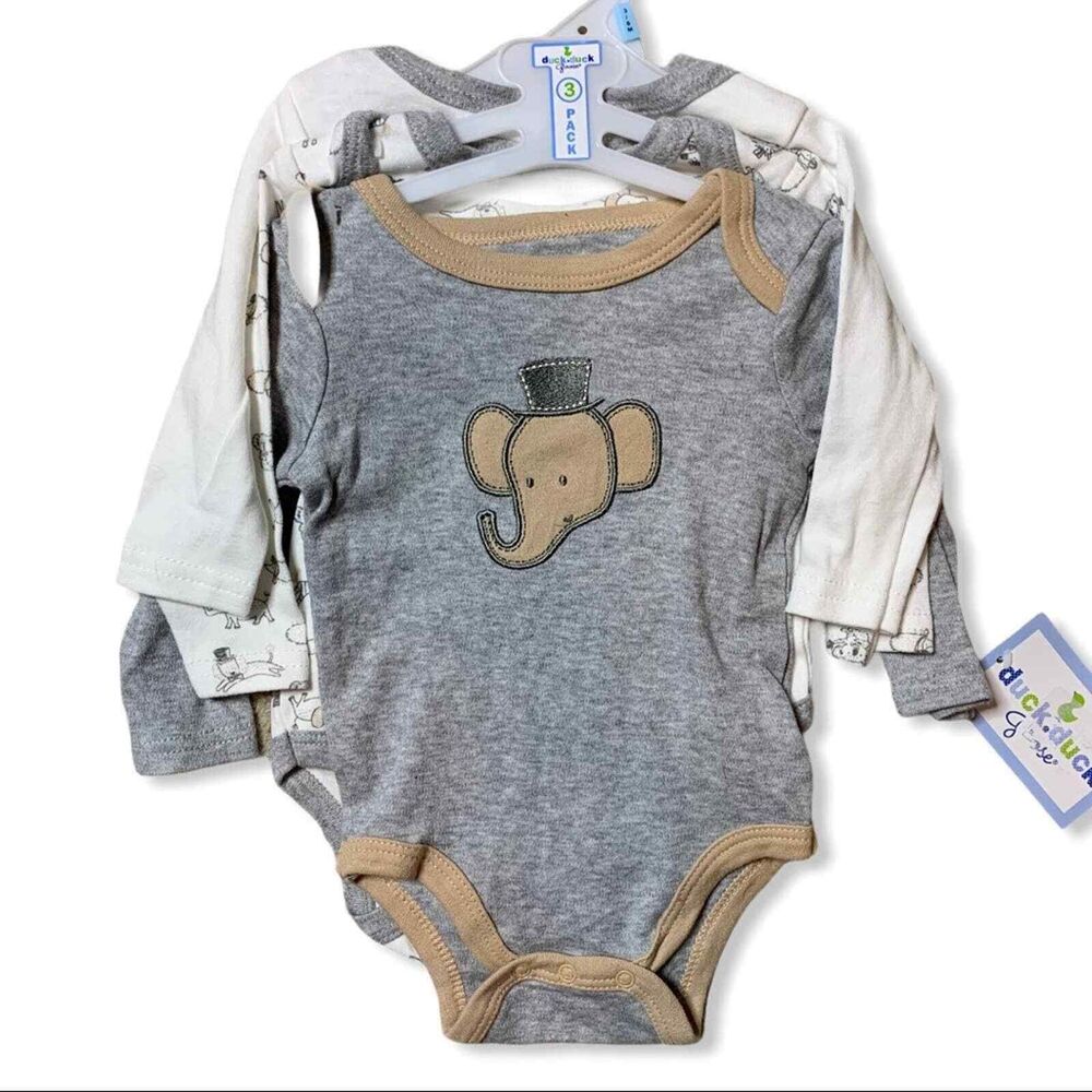 Duck Duck Goose 3 pack‎ long sleeve bodysuits 3-6 m